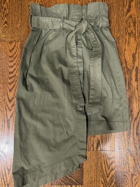 Zara Green Asymmetrical Paperbag Skirt